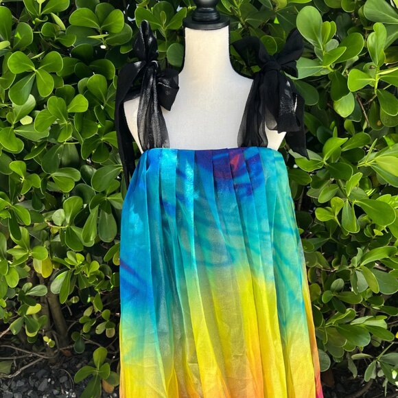 PASKAL Printed Rainbow Bubble Dress Gown Bow Straps S Pride - Picture 3 of 16